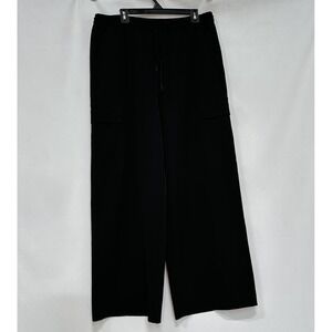 Athleta Sz L Endeavor Cargo Pant Black Wide Leg High Rise Gorpcore Travel